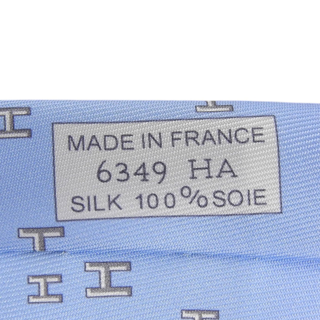 Excellent HERMES tie H-pattern Rabbit Sports Podium Light blue silk mens 6349HA