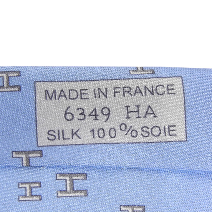 Excellent HERMES tie H-pattern Rabbit Sports Podium Light blue silk mens 6349HA