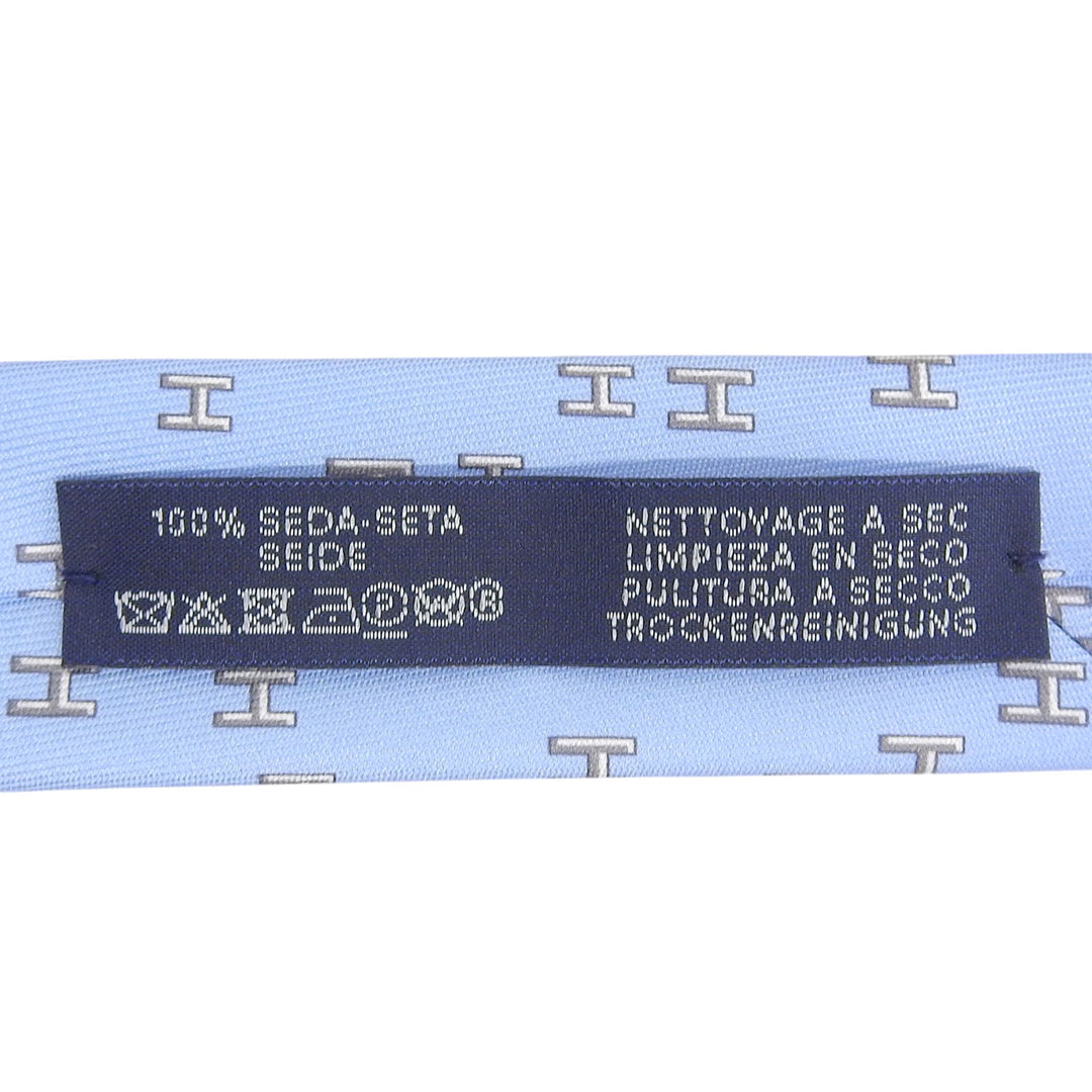 Excellent HERMES tie H-pattern Rabbit Sports Podium Light blue silk mens 6349HA