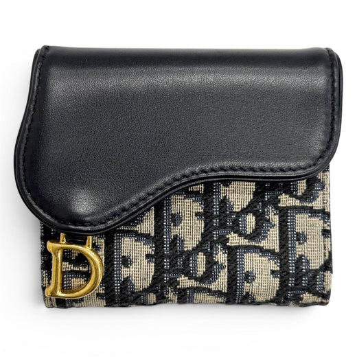 Excellent Christian Dior Tri-fold wallet Saddle Lotus Wallet Oblique jacquard
