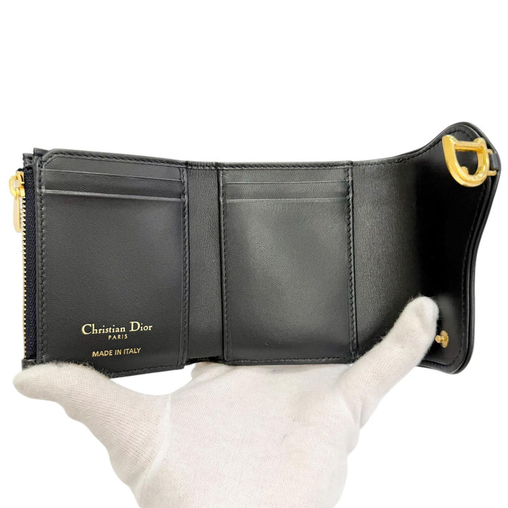 Excellent Christian Dior Tri-fold wallet Saddle Lotus Wallet Oblique jacquard