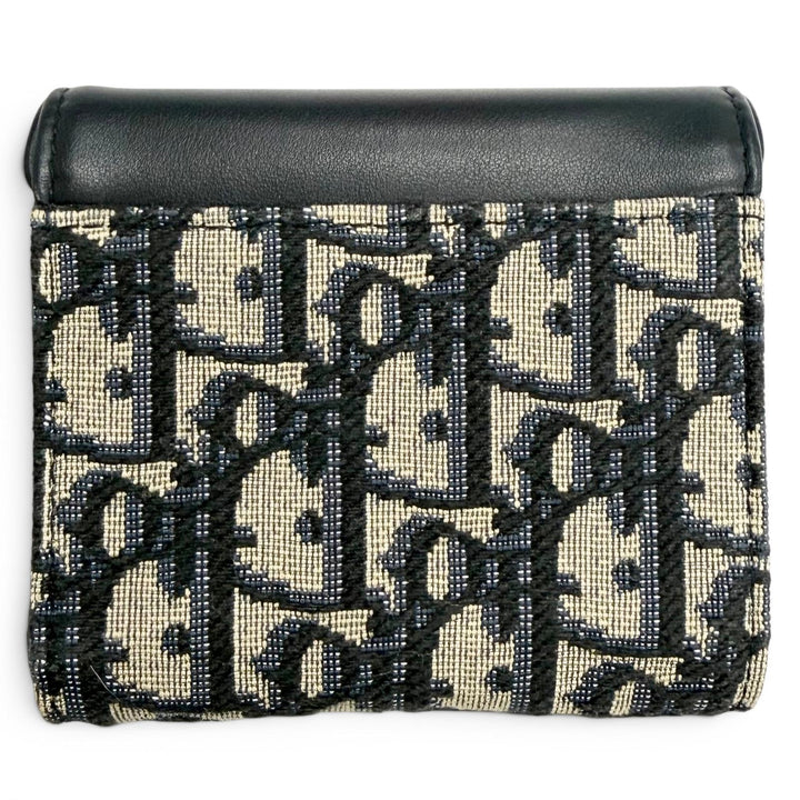 Excellent Christian Dior Tri-fold wallet Saddle Lotus Wallet Oblique jacquard