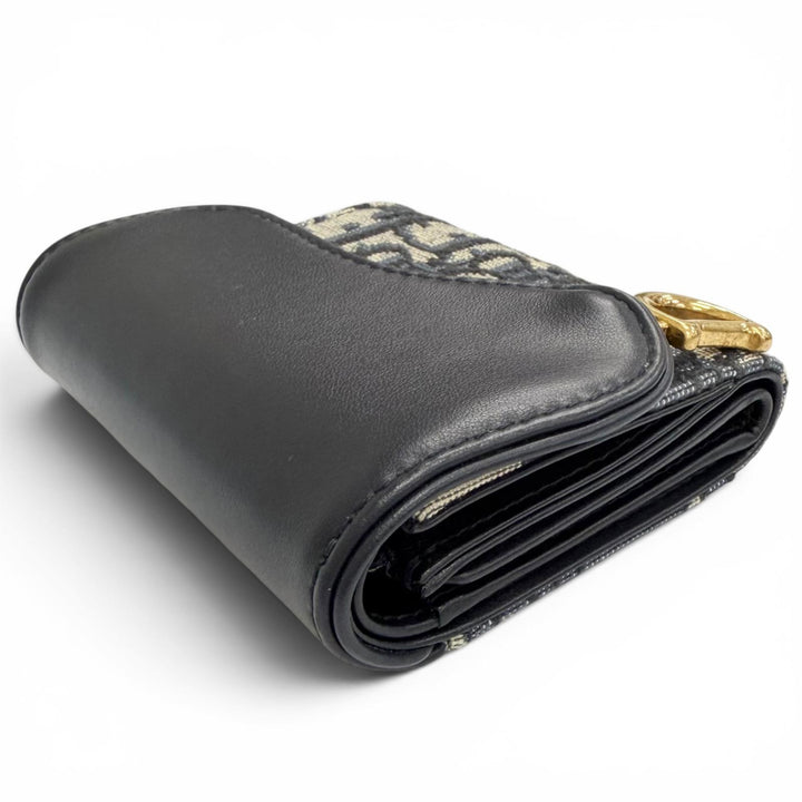 Excellent Christian Dior Tri-fold wallet Saddle Lotus Wallet Oblique jacquard