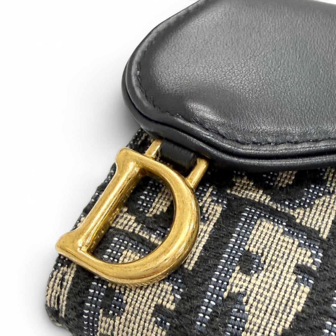 Excellent Christian Dior Tri-fold wallet Saddle Lotus Wallet Oblique jacquard