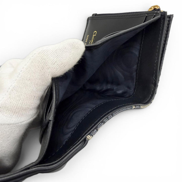 Excellent Christian Dior Tri-fold wallet Saddle Lotus Wallet Oblique jacquard