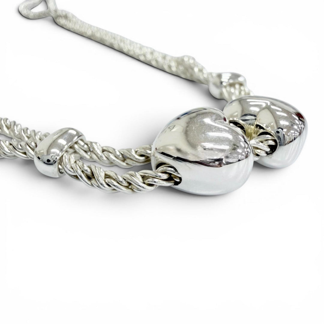 Great TIFFANY&Co. Necklace Double Rope Heart choker Silver 925 Women
