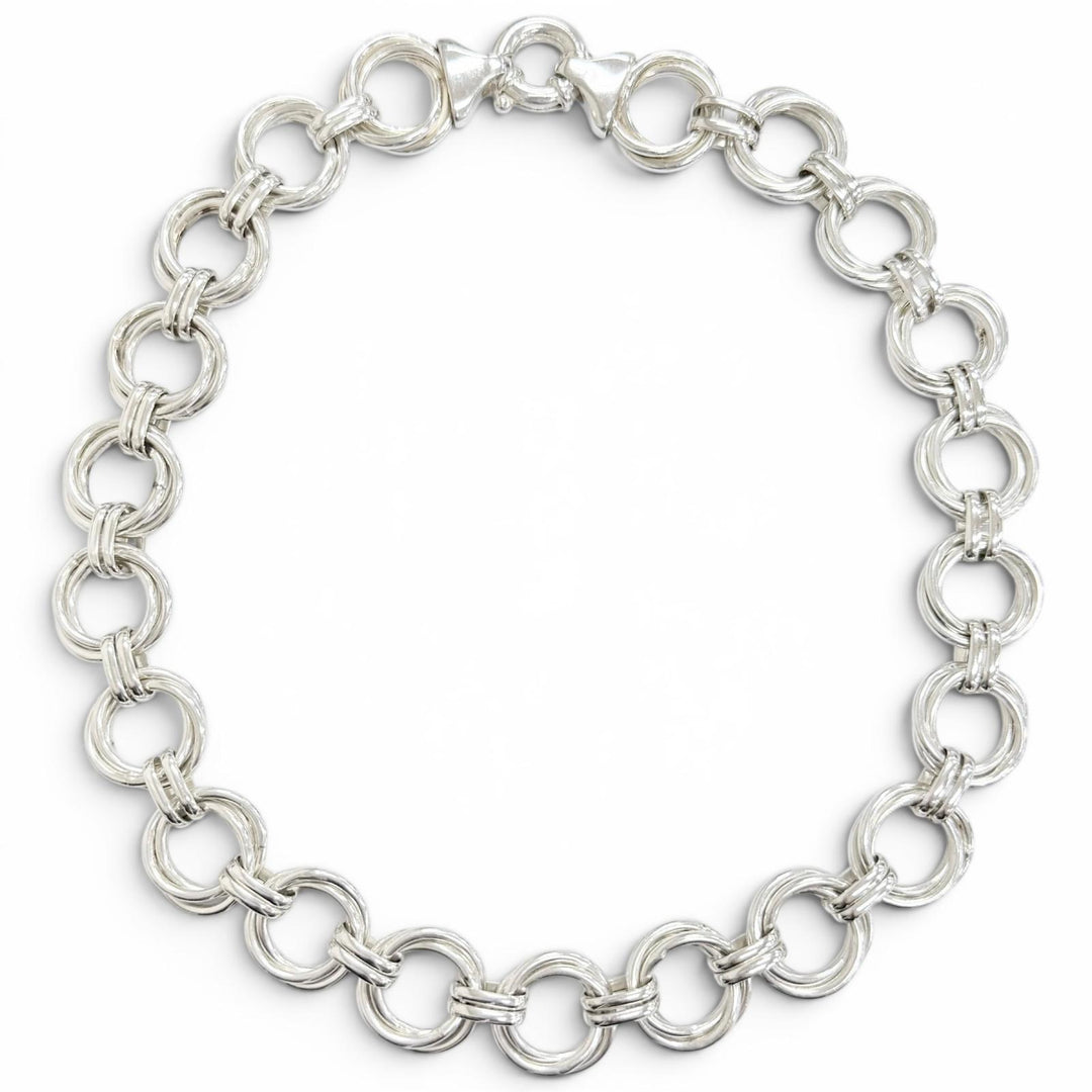 Great TIFFANY&Co. Necklace Triple Link Necklace Choker Accessories Silver 925