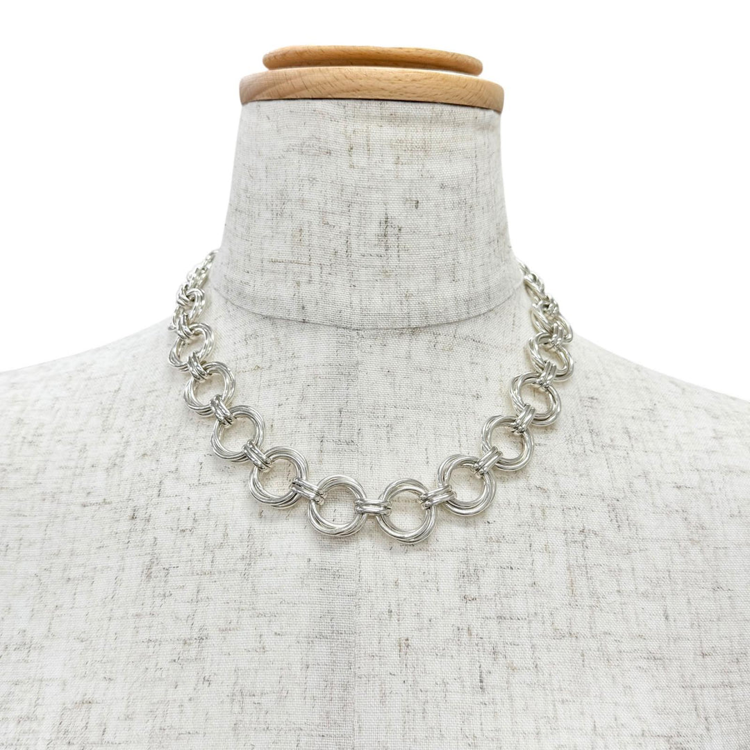 Great TIFFANY&Co. Necklace Triple Link Necklace Choker Accessories Silver 925