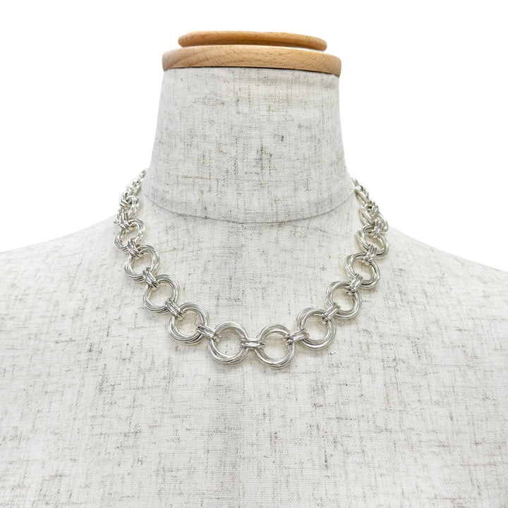Great TIFFANY&Co. Necklace Triple Link Necklace Choker Accessories Silver 925
