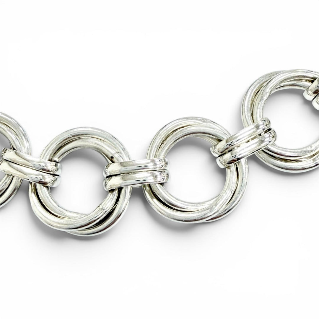 Great TIFFANY&Co. Necklace Triple Link Necklace Choker Accessories Silver 925