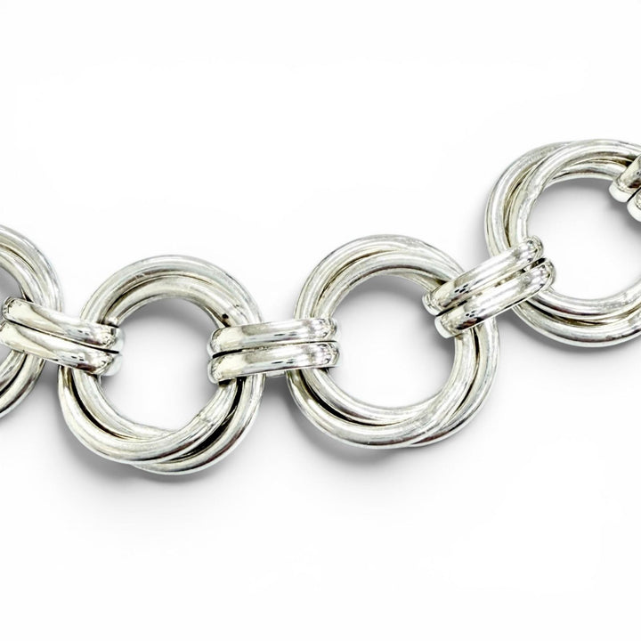 Great TIFFANY&Co. Necklace Triple Link Necklace Choker Accessories Silver 925
