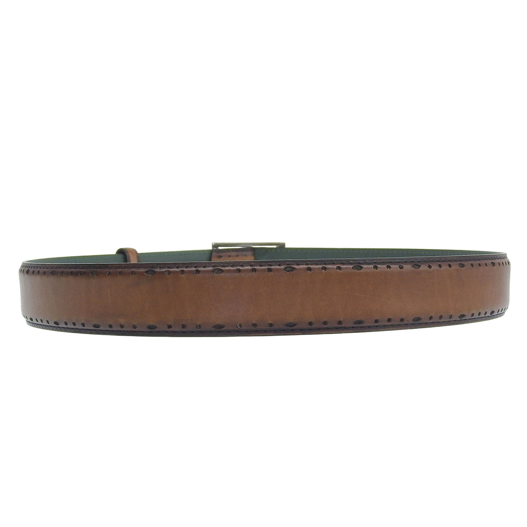 Discounted Excellent Berluti belt Square pin buckle Brown leather mens