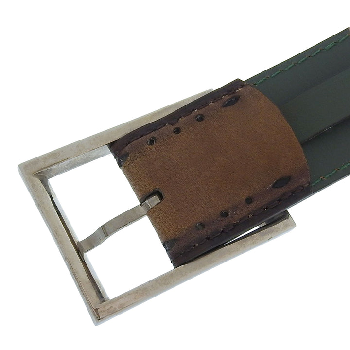 Discounted Excellent Berluti belt Square pin buckle Brown leather mens