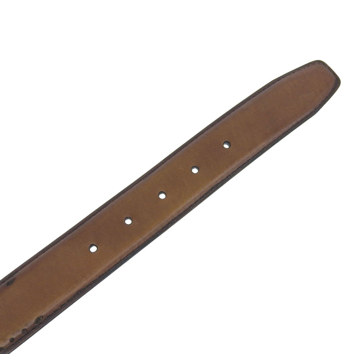 Discounted Excellent Berluti belt Square pin buckle Brown leather mens