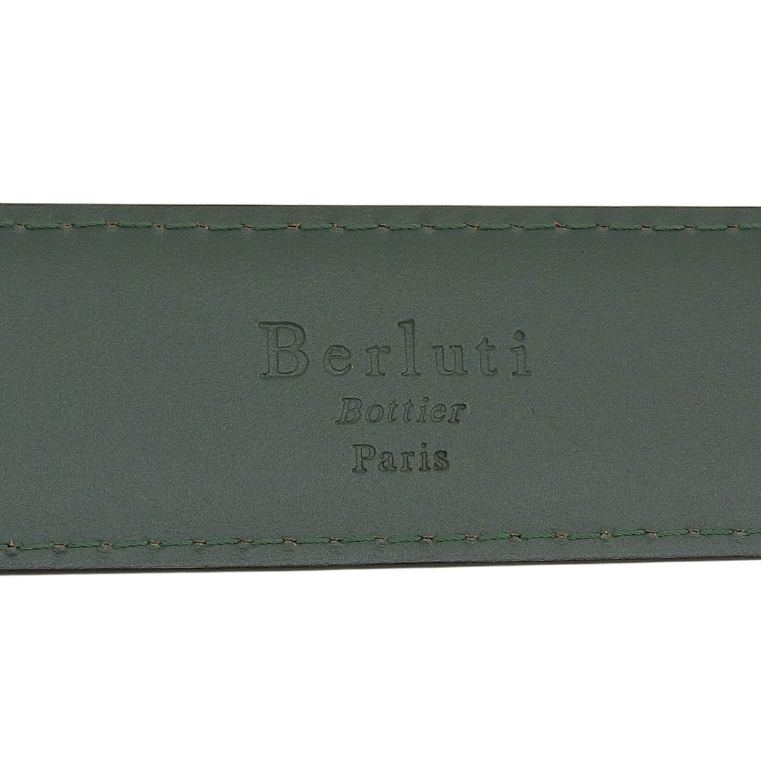 Discounted Excellent Berluti belt Square pin buckle Brown leather mens