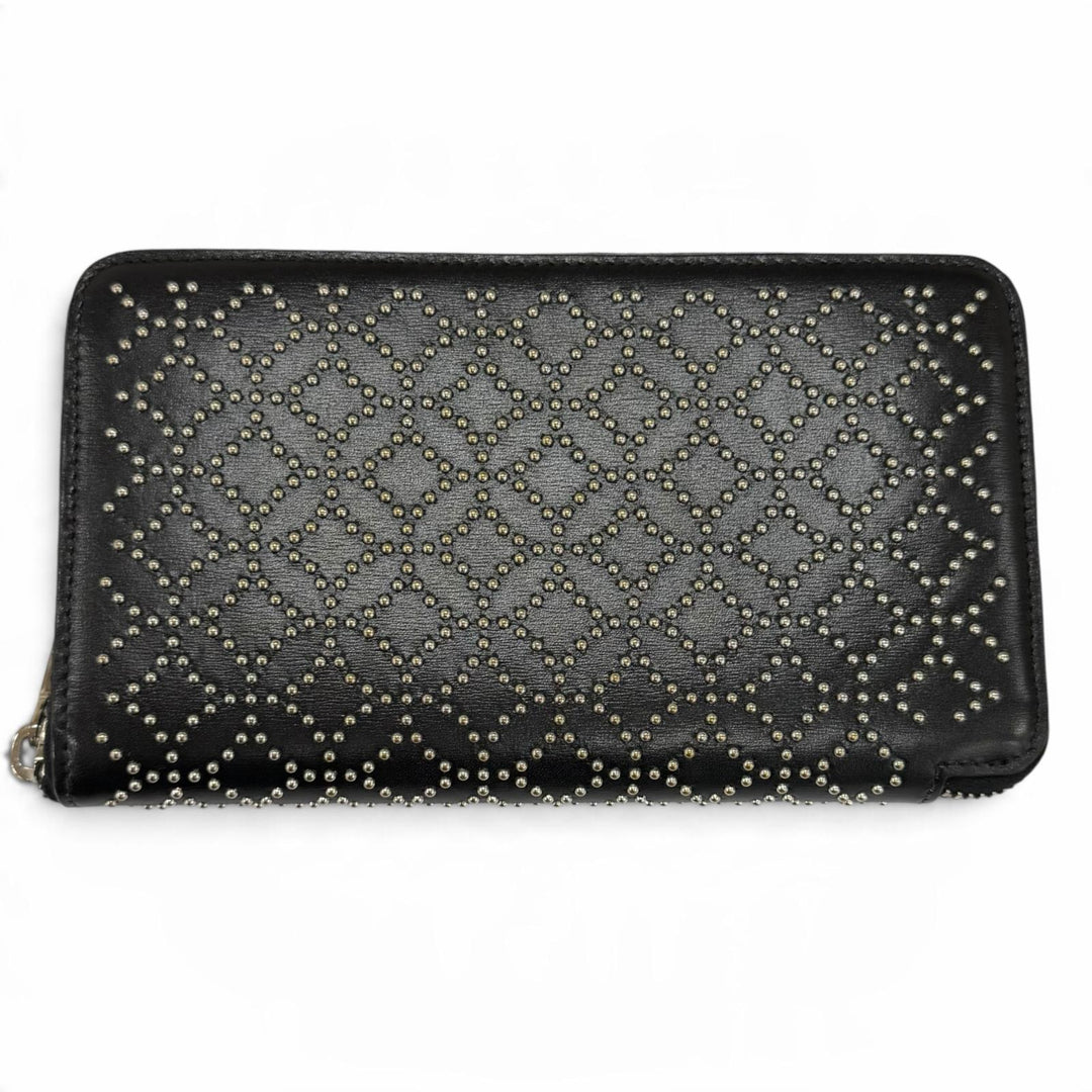 Great ALAIA Purse Studded Zip Around Leather Long Wallet black leather Women
