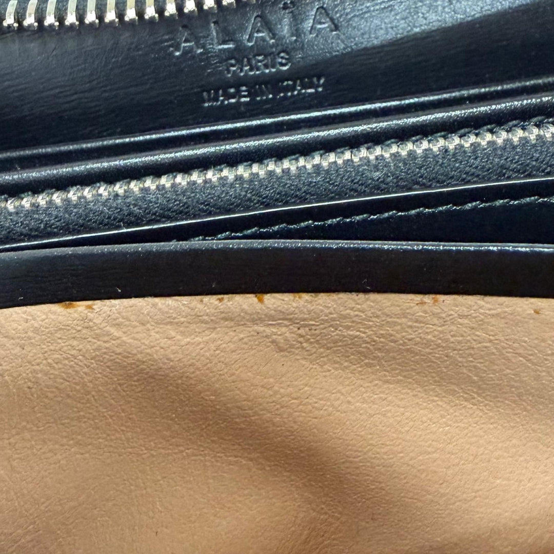 Great ALAIA Purse Studded Zip Around Leather Long Wallet black leather Women