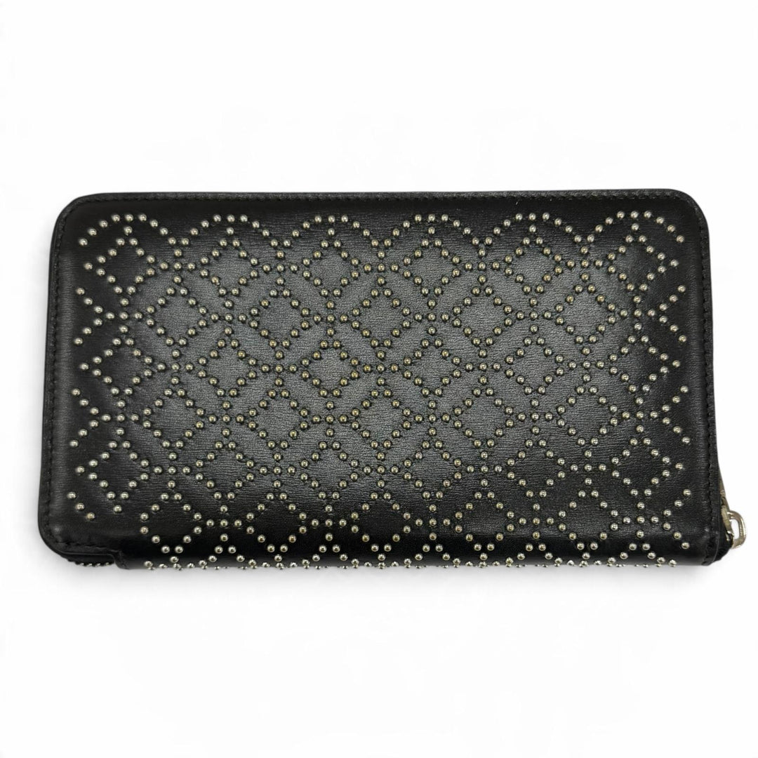 Great ALAIA Purse Studded Zip Around Leather Long Wallet black leather Women