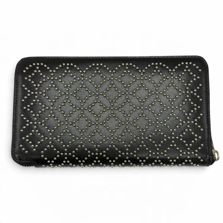 Great ALAIA Purse Studded Zip Around Leather Long Wallet black leather Women