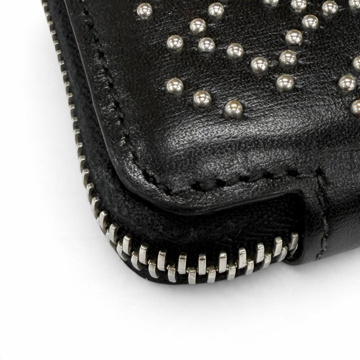 Great ALAIA Purse Studded Zip Around Leather Long Wallet black leather Women