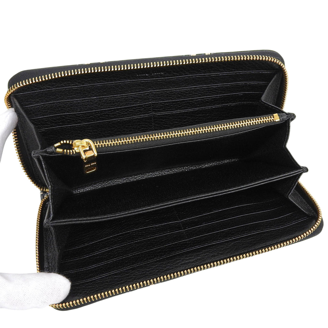 Excellent MIUMIU Purse MADRAS ST.CHECK Zip Around Long Wallet leather 5ML506