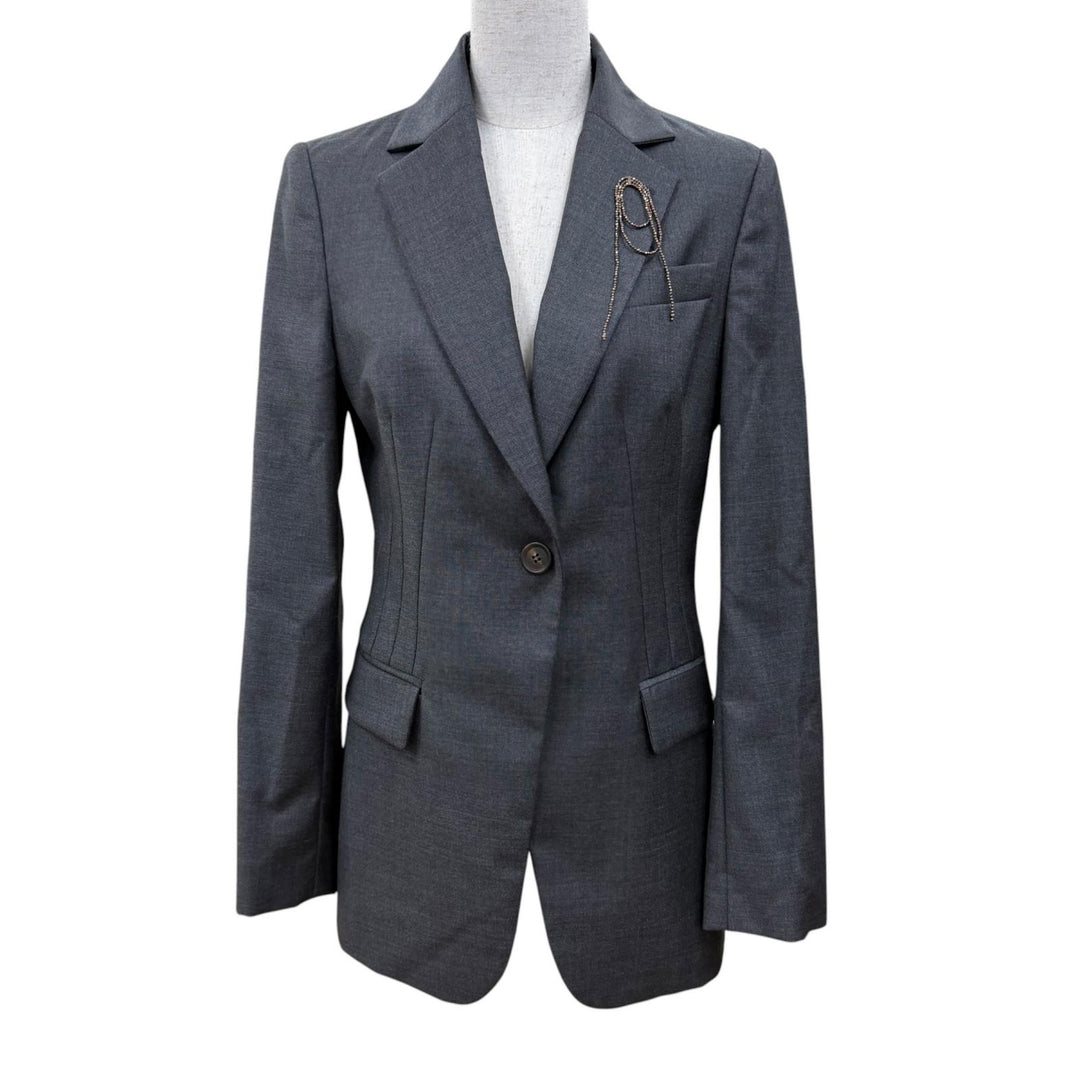 Great Brunello Cucinelli tailored jacket Monile pin badge included gray Women 38