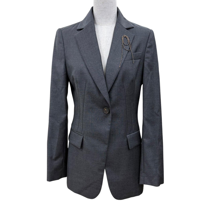 Great Brunello Cucinelli tailored jacket Monile pin badge included gray Women 38