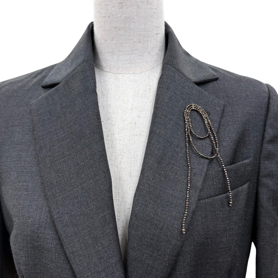 Great Brunello Cucinelli tailored jacket Monile pin badge included gray Women 38