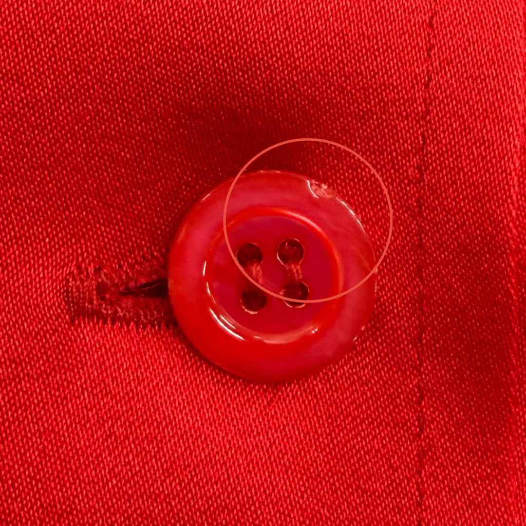 Excellent CHANEL blouse COCO Mark embroidered long-sleeved shirt Red silk 34
