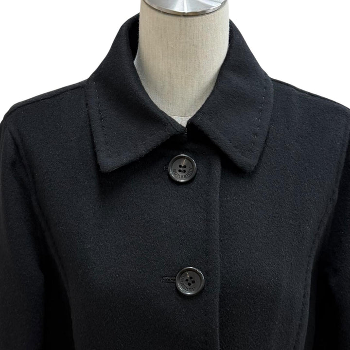Pristine BURBERRY LONDON coat Logo buttons, Nova check lining black wool 40