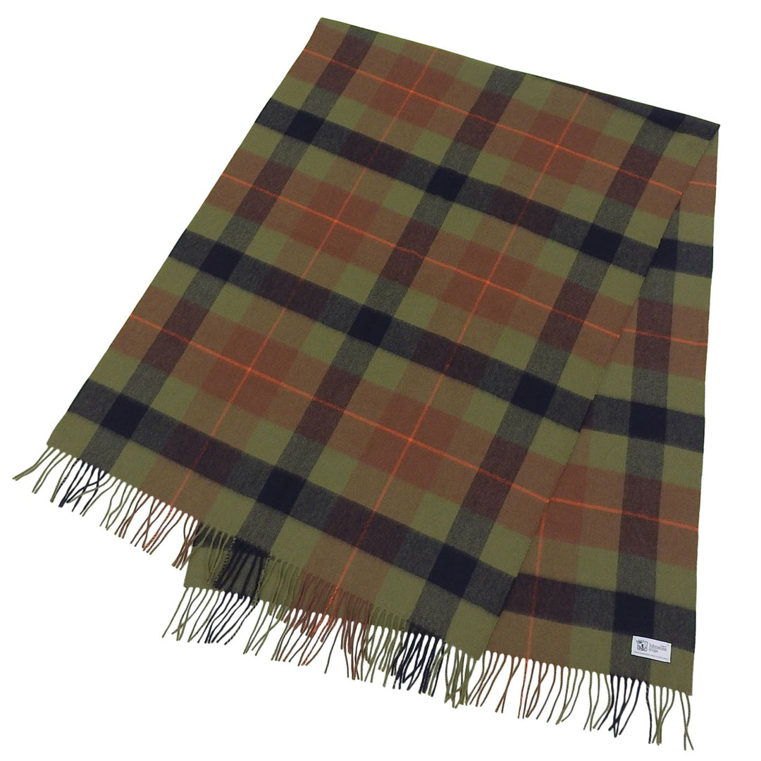 Pristine Johnstons of Elgin Scarf Check Pattern Fringe Large Shawl cashmere