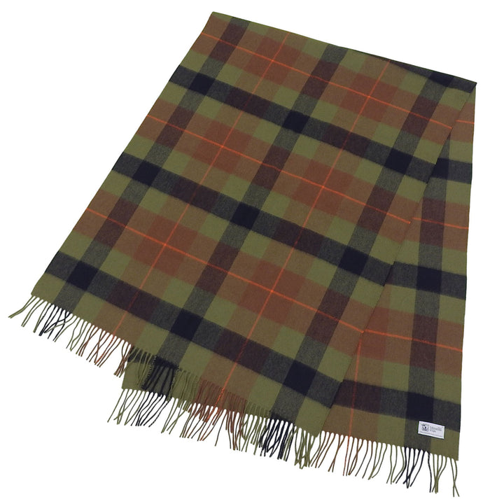 Pristine Johnstons of Elgin Scarf Check Pattern Fringe Large Shawl cashmere