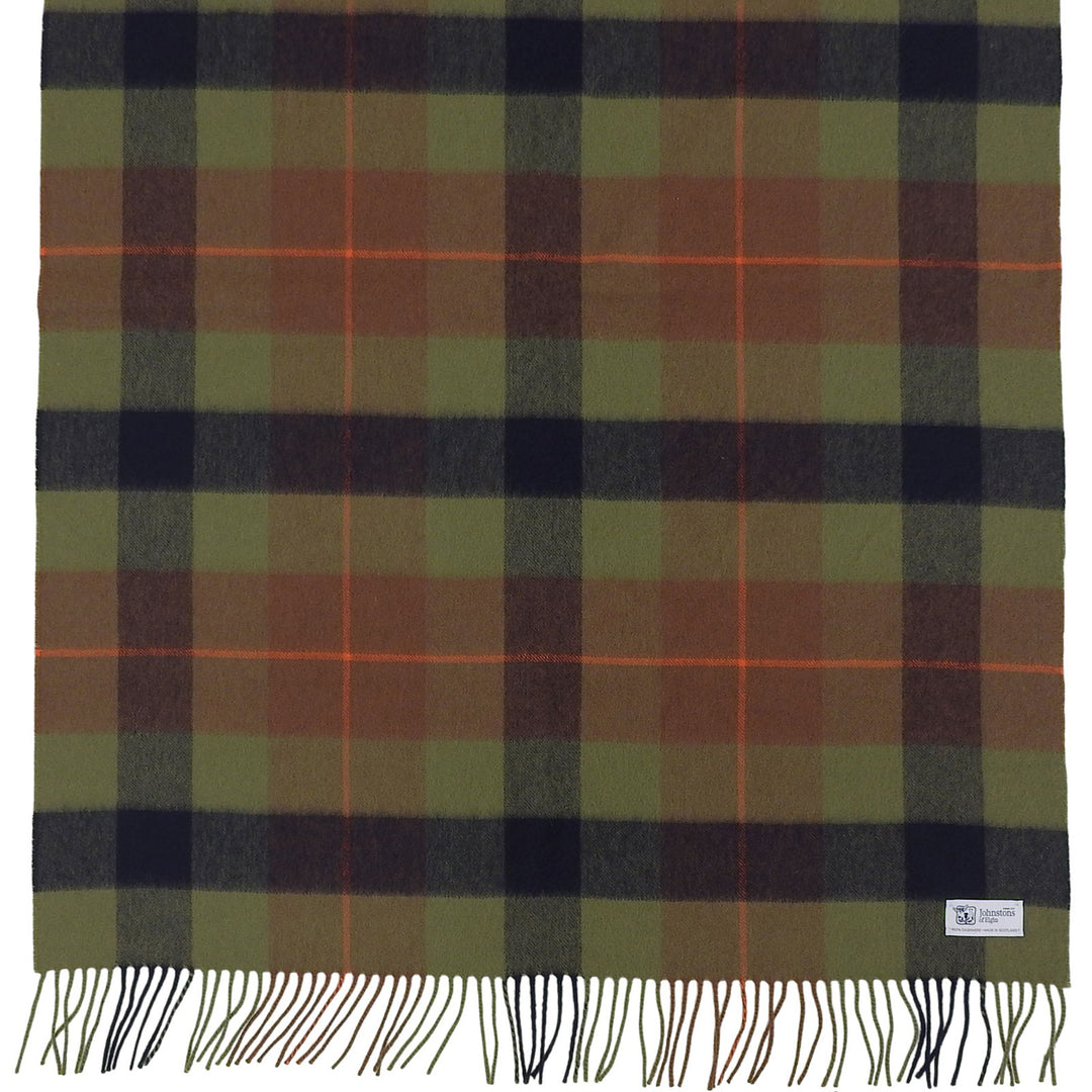 Pristine Johnstons of Elgin Scarf Check Pattern Fringe Large Shawl cashmere