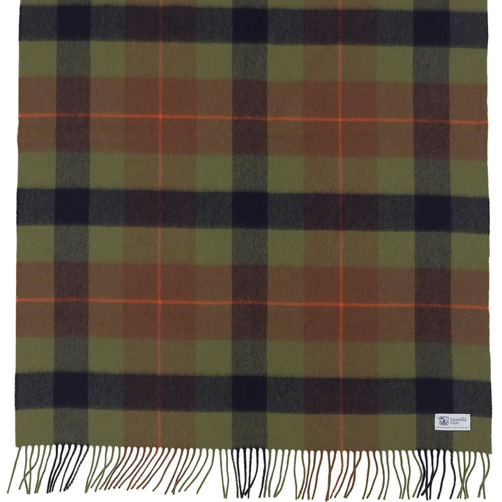 Pristine Johnstons of Elgin Scarf Check Pattern Fringe Large Shawl cashmere