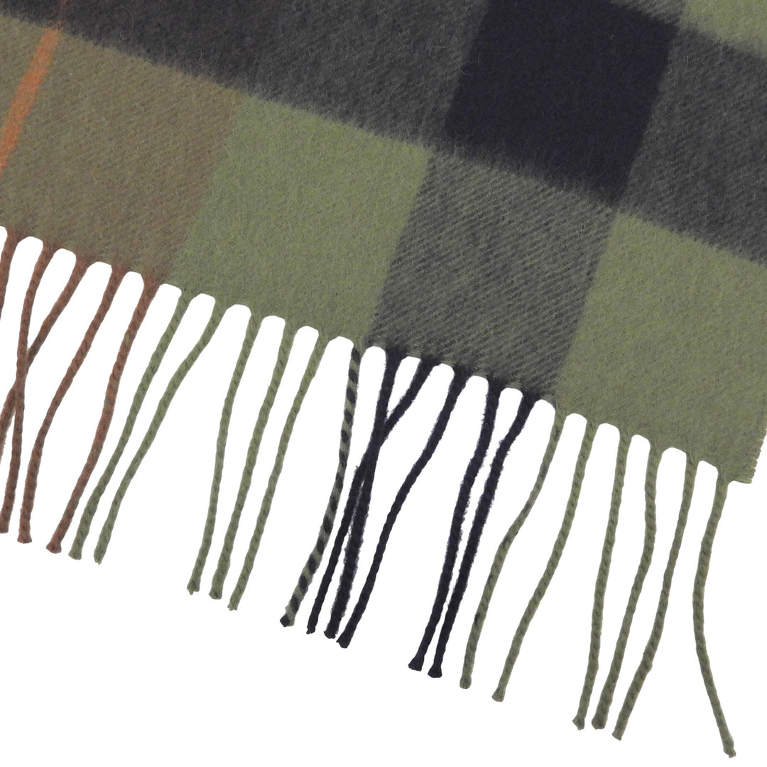 Pristine Johnstons of Elgin Scarf Check Pattern Fringe Large Shawl cashmere