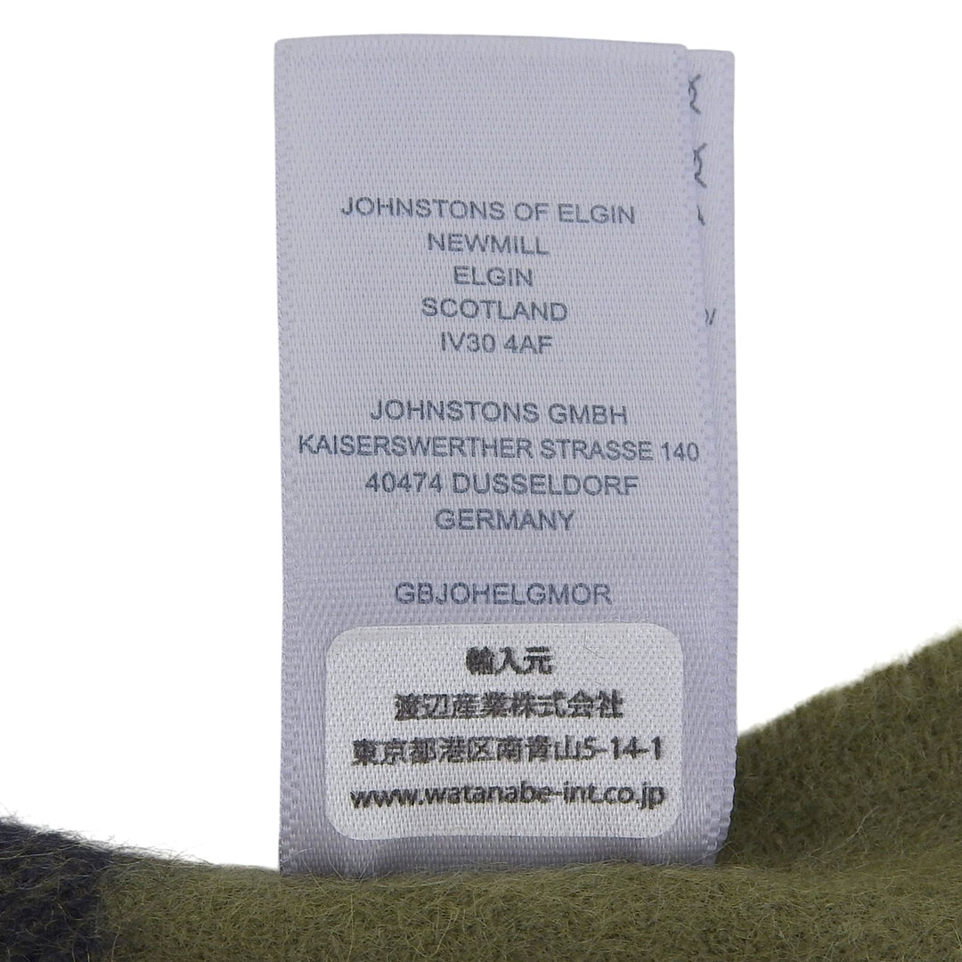 Pristine Johnstons of Elgin Scarf Check Pattern Fringe Large Shawl cashmere