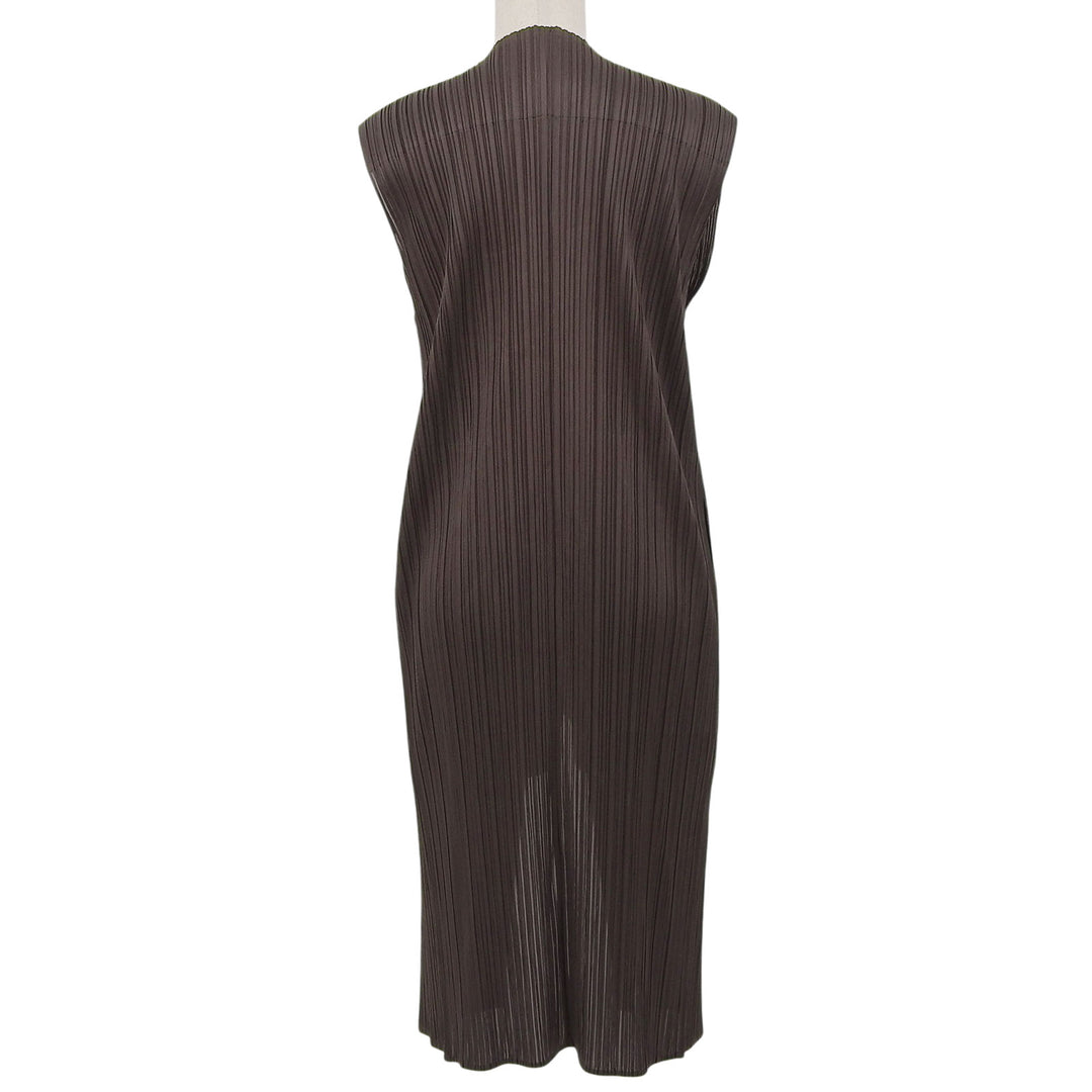 Excellent PLEATS PLEASE cardigan Sleeveless Long Brown Women PP21-JE165