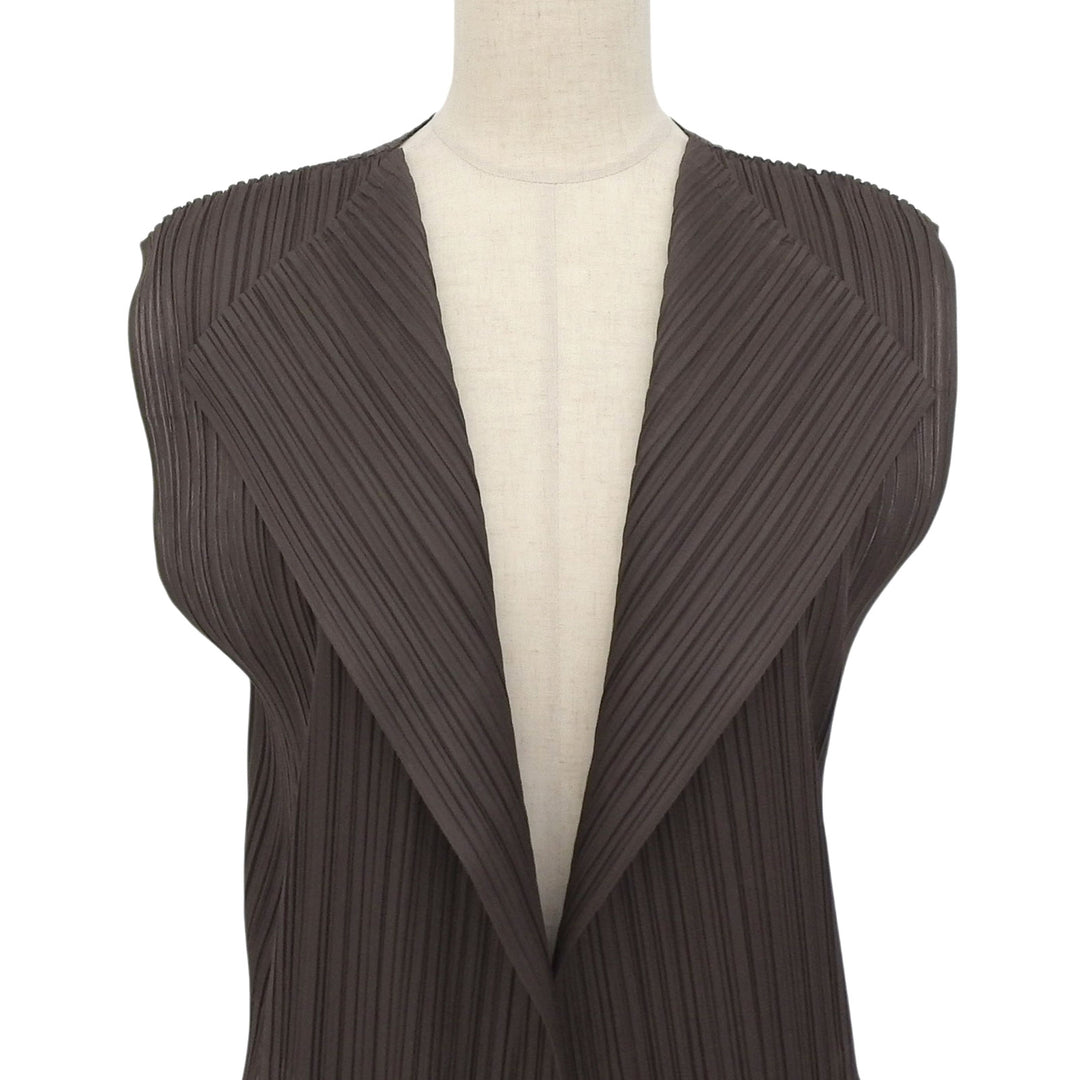 Excellent PLEATS PLEASE cardigan Sleeveless Long Brown Women PP21-JE165