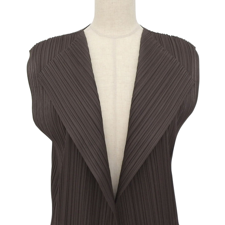 Excellent PLEATS PLEASE cardigan Sleeveless Long Brown Women PP21-JE165