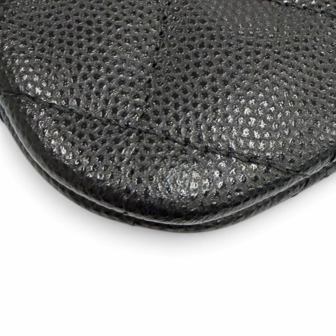 Excellent CHANEL Pouch Classic Small Zip Pouch COCO Mark Shiny Grained Calfskin