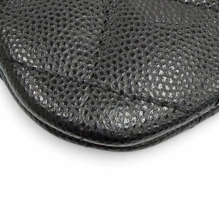 Excellent CHANEL Pouch Classic Small Zip Pouch COCO Mark Shiny Grained Calfskin