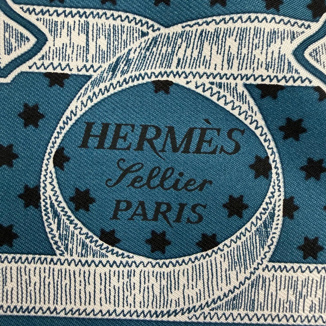 Excellent HERMES scarf Apron, doll, bandana Blue silk Women