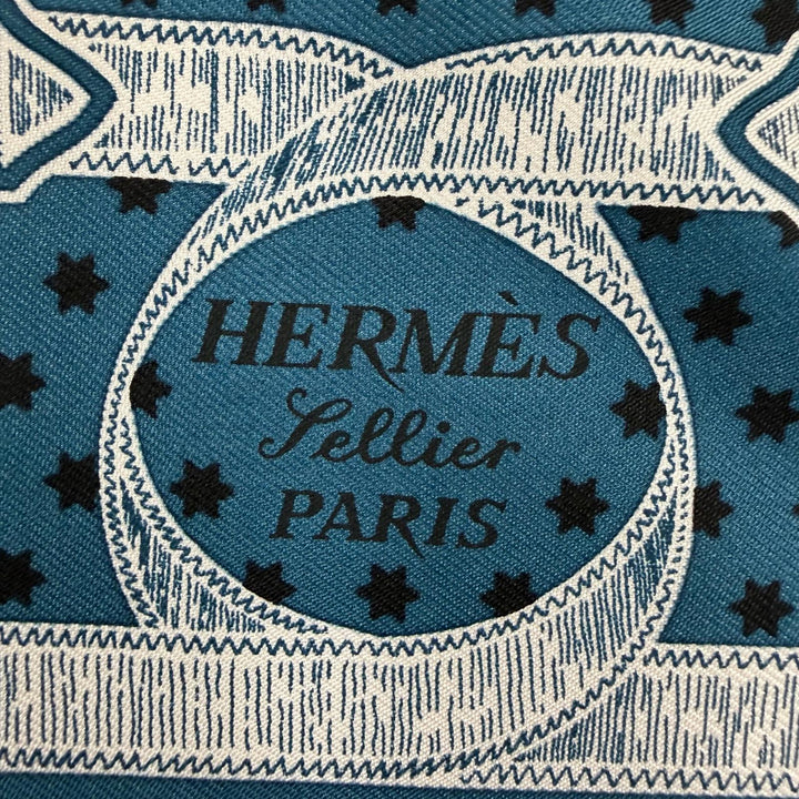 Excellent HERMES scarf Apron, doll, bandana Blue silk Women