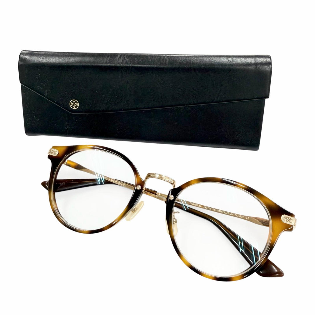Excellent ayame Glasses GENERAL Marble Pattern Boston Brown mens