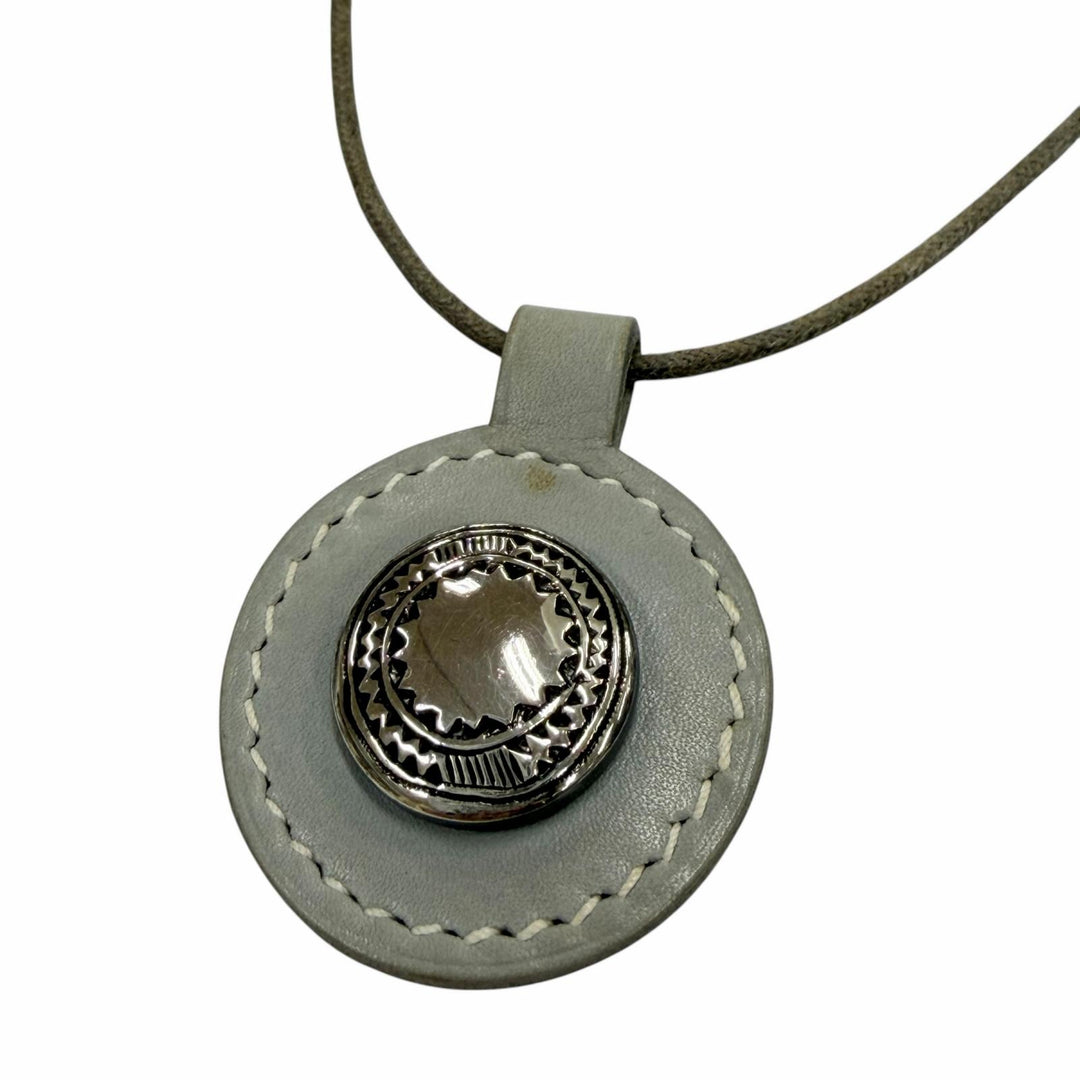 Great HERMES Necklace Touareg choker gray leather mens