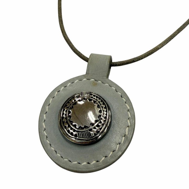 Great HERMES Necklace Touareg choker gray leather mens