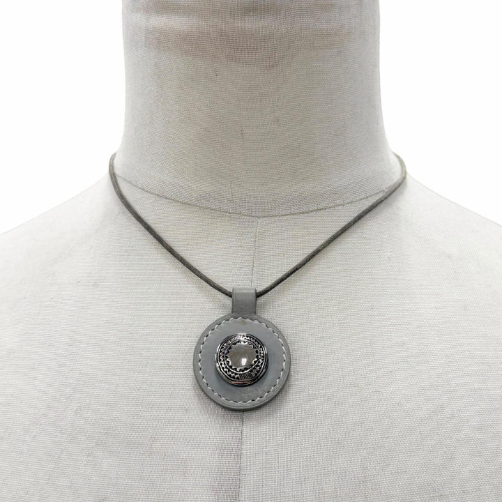 Great HERMES Necklace Touareg choker gray leather mens