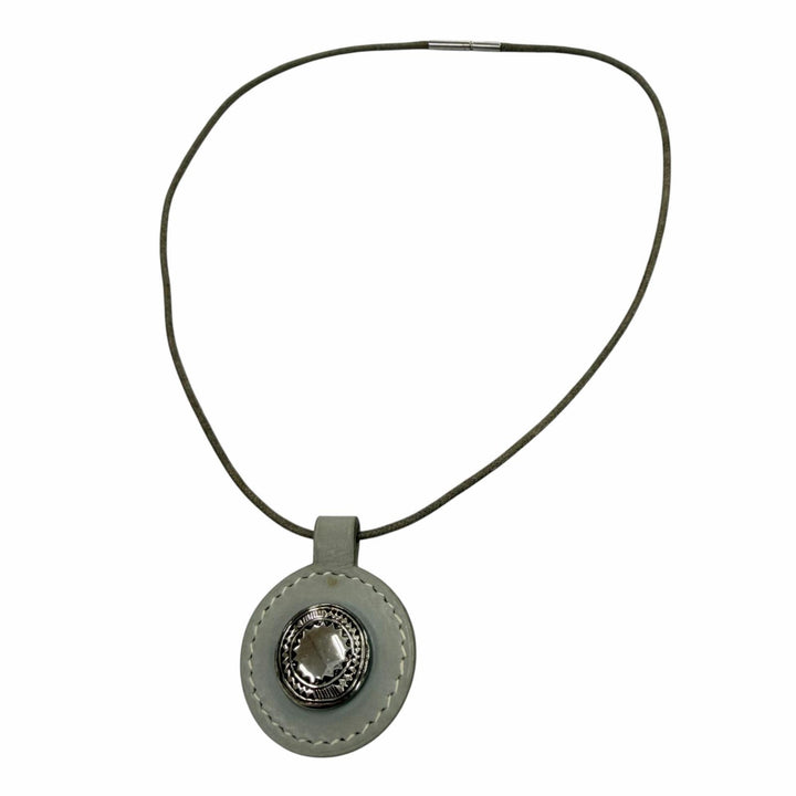 Great HERMES Necklace Touareg choker gray leather mens
