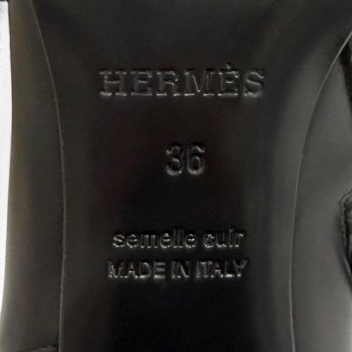 Excellent HERMES short boots Saint Germain Kelly Buckle Leather black leather 36