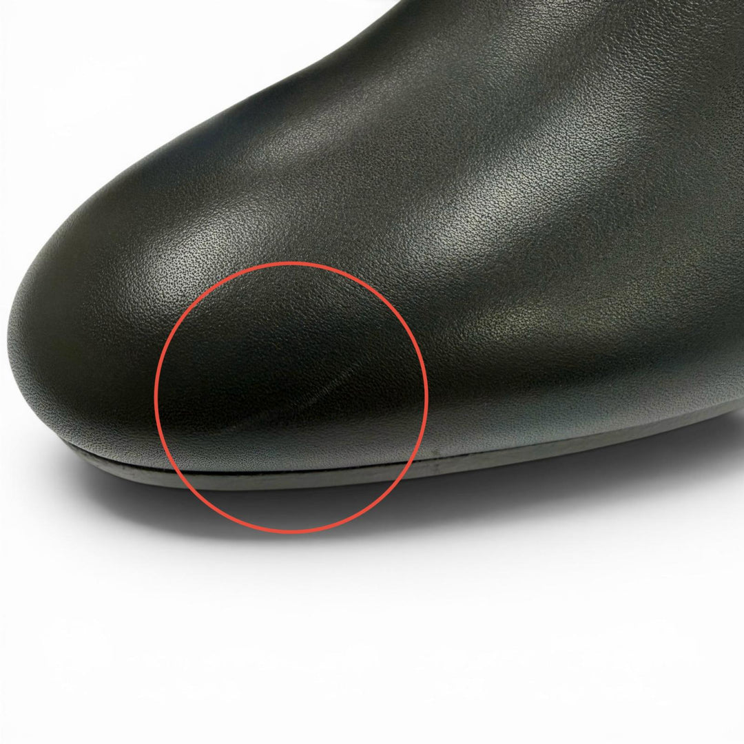 Excellent HERMES short boots Saint Germain Kelly Buckle Leather black leather 36